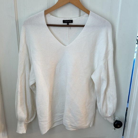 1. State // Balloon Sleeve V Neck Sweater - Picture 1 of 5